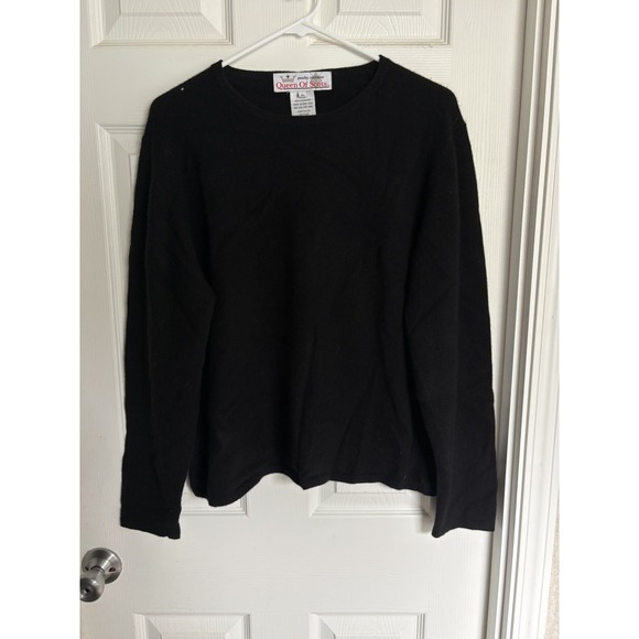 Queen of Scots Sweaters - Vintage Queen of Scotland 100% Cashmere Black Crewneck Sweater XL Classic